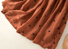 Load image into Gallery viewer, Women&#39;s Summer Retro Elastic Waist Pleated Skirt, Loose Flared Linen Lined Skirt
