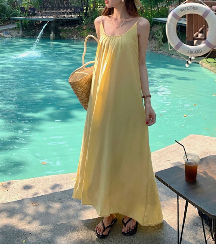 Women's Summer Solid Color Backless Casual Dress, Sleeveless Dress, Beach Dresses L Women's Summer Solid Color Backless Casual Dress, Sleeveless Dress, Beach Dresses L
