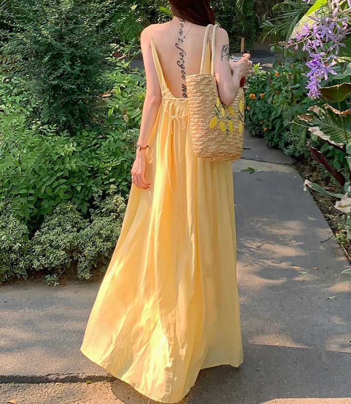Women's Summer Solid Color Backless Casual Dress, Sleeveless Dress, Beach Dresses L Women's Summer Solid Color Backless Casual Dress, Sleeveless Dress, Beach Dresses L
