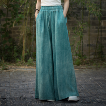 Load image into Gallery viewer, Women Tie Waist Pockets Casual Tie-Dye Wide Leg Pants, Casual Yoga Beach Trousers
