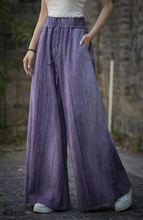 Load image into Gallery viewer, Women Tie Waist Pockets Casual Tie-Dye Wide Leg Pants, Casual Yoga Beach Trousers
