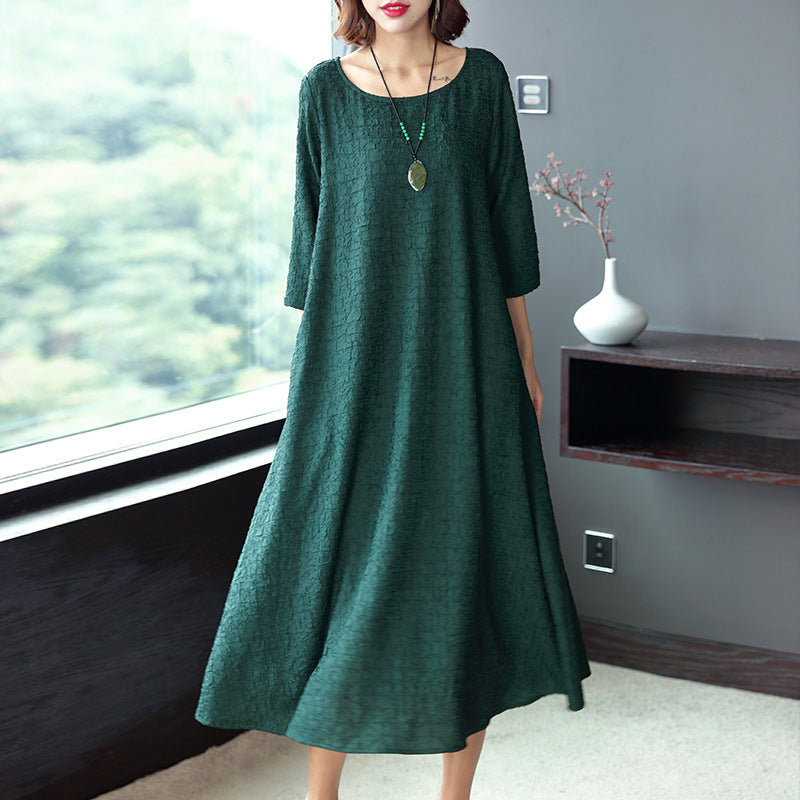 Women Plus Size Pure Color Elegant Loose Dresses Q16014– FantasyLinen