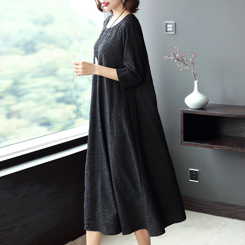 Women Plus Size Pure Color Elegant Loose Dresses Q16014 FantasyLinen Women Plus Size Pure Color Elegant Loose Dresses Q16014 FantasyLinen