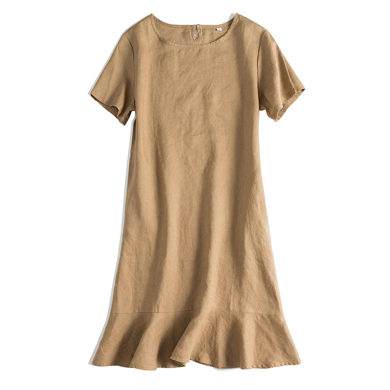 Simple Pure Color Linen Dresses For Women Simple Pure Color Linen Dresses For Women