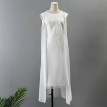 Load image into Gallery viewer, Art Embroidered White Simple Long Dress Summer Women Dress Q295A
