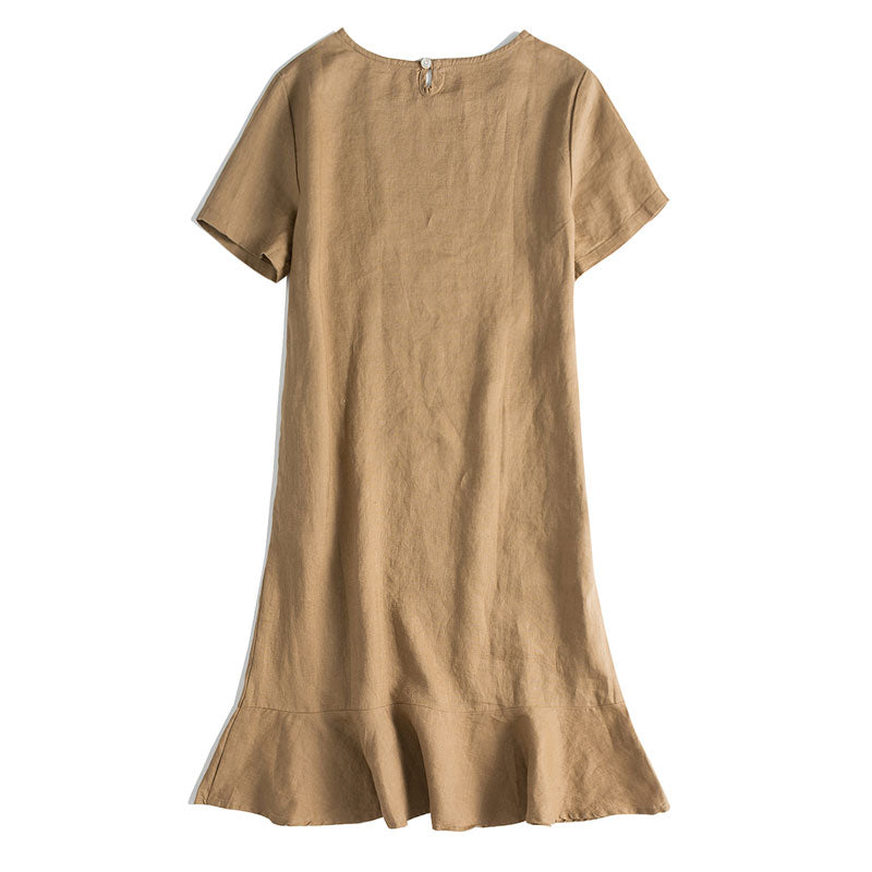 Simple Pure Color Linen Dresses For Women Simple Pure Color Linen Dresses For Women