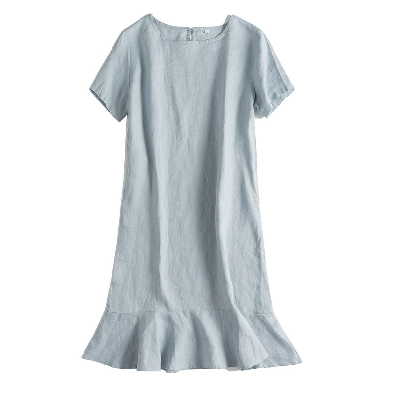 Simple Pure Color Linen Dresses For Women Simple Pure Color Linen Dresses For Women