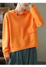 Load image into Gallery viewer, Cotton Hooded Fleece, Loose Hoodies for Women, Long Sleeve Pullover Hoodie
