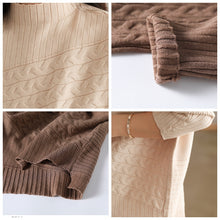 Load image into Gallery viewer, Cotton Pullover for Women, Crew Neck Sweater, Camel Cropped Sweater
