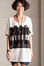 Load image into Gallery viewer, White/Black/Gray Simple Big Letter T-shirt Causel Matching Blouse Women Clothes T50A - FantasyLinen
