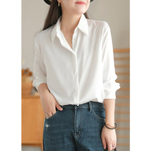 Load image into Gallery viewer, Women&#39;s Long Sleeve Shirt, Cotton Shirts for Women, White Work Shirts
