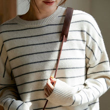 Load image into Gallery viewer, Wool Pullover Sweater for Ladies, Casual Crew-Neck Sweater, Winter Strips Sweater
