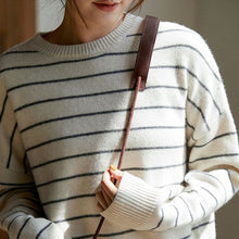 Load image into Gallery viewer, Wool Pullover Sweater for Ladies, Casual Crew-Neck Sweater, Winter Strips Sweater