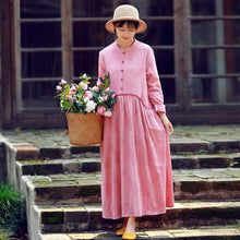 Load image into Gallery viewer, A-Line Pink Long Sleeved Retro Dress For Women

