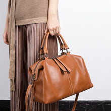 Load image into Gallery viewer, Leather Weekender Tote Bag, Ladies Satchel Purse, Women Shoulder Bag
