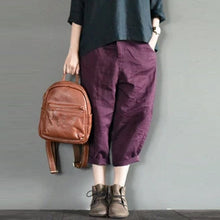 Load image into Gallery viewer, Purple Linen Turnip Pants Simple Causel Trousers Women Clothes
