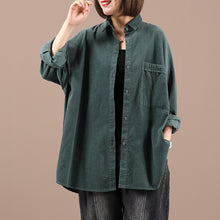 Load image into Gallery viewer, Collared Shirt Relaxed Fit Jacket With Pocket, Long-Sleeve Cotton Button-Up Jack, Solid Color Petite Coats
