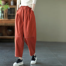Load image into Gallery viewer, Cotton Pants for Women, Black Harm Pants, Brown Pocket Pant