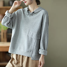 Load image into Gallery viewer, Cotton Hooded Fleece, Loose Hoodies for Women, Long Sleeve Pullover Hoodie
