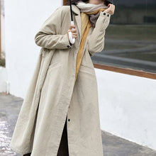 Load image into Gallery viewer, Long Winter Coats for Women, Corduroy Trench, Loose Casual Warm Overcoat

