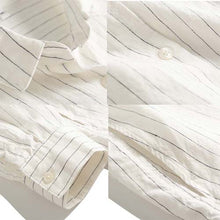 Load image into Gallery viewer, Loose White Striped Linen Shirt Dresses For Summer
