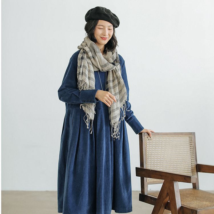 Loose Dresses for Women, Casual Winter Dress, Blue Midi Dress FantasyLinen Loose Dresses for Women, Casual Winter Dress, Blue Midi Dress FantasyLinen