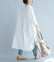 Load image into Gallery viewer, White Fashion Pure Color Cotton Long Shirt Dresses Q3101A - FantasyLinen