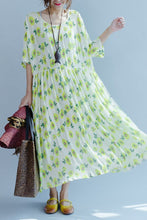 Load image into Gallery viewer, Green A little Flower Casual Holiday Summer Dresses Women Clothing Q3107 - FantasyLinen