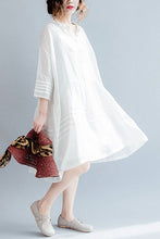 Load image into Gallery viewer, White Casual Big Hem Linen Summer Shirt Dresses Women Clothing Q3108 - FantasyLinen
