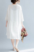 Load image into Gallery viewer, White Casual Big Hem Linen Summer Shirt Dresses Women Clothing Q3108 - FantasyLinen
