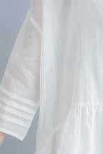 Load image into Gallery viewer, White Casual Big Hem Linen Summer Shirt Dresses Women Clothing Q3108 - FantasyLinen
