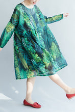 Load image into Gallery viewer, 2018 Green Palm Leaves Long Sleeve Chiffon Dresses Maxi Dresses Oversize Q2801 - FantasyLinen
