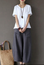 Load image into Gallery viewer, Gray Loose Cotton Linen Casual Ankle Length Pants Women Clothes P1203 - FantasyLinen
