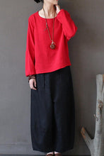 Load image into Gallery viewer, Black Loose Cotton Linen Casual Ankle Length Pants Women Clothes P1203 - FantasyLinen