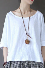 Load image into Gallery viewer, White Summer Lovely Sweet Casual Loose T-Shirt Women Tops S1301 - FantasyLinen