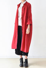 Load image into Gallery viewer, Red Women Loose Fitting Gown Single Breasted Large Size Maxi Dress Long Shirt Dress Q0805 - FantasyLinen