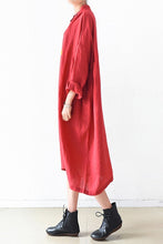 Load image into Gallery viewer, Red Women Loose Fitting Gown Single Breasted Large Size Maxi Dress Long Shirt Dress Q0805 - FantasyLinen
