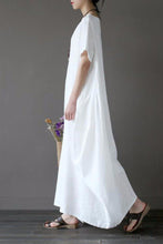 Load image into Gallery viewer, White Casual Linen Plus Size Summer Maxi Dresses 1640 - FantasyLinen