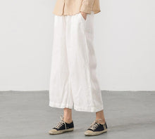 Load image into Gallery viewer, Linen Trousers White Women Slacks Pants K56101 - FantasyLinen
