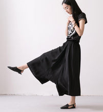 Load image into Gallery viewer, Linen Trousers Black Women Dress Slacks Pants K037 - FantasyLinen
