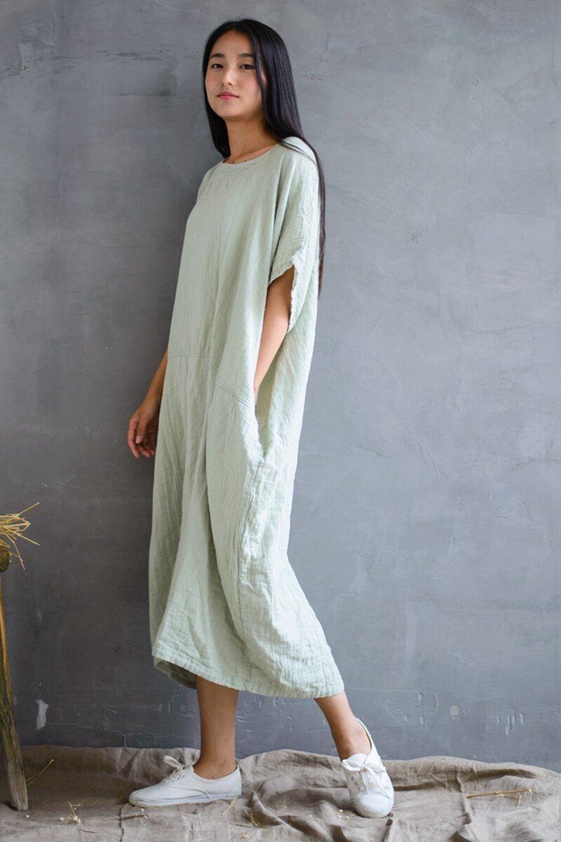 White Casual Linen Plus Size Summer Maxi Dresses 1640 XL / White