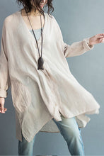 Load image into Gallery viewer, Art Casual Loose Long V-neck Cotton Shirt Women Clothes - FantasyLinen
