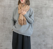 Load image into Gallery viewer, Vintage Pure Color Wool Warm Scarf Women Fashion Shawl W19110
