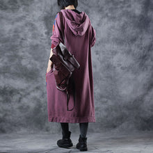 Load image into Gallery viewer, Vintage Loose Hoodie Print Long Fleece Dresses  For Women W3370
