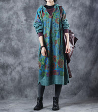 Load image into Gallery viewer, Vintage Loose Hoodie Print Long Fleece Dresses  For Women W3370
