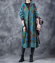 Load image into Gallery viewer, Vintage Loose Hoodie Print Long Fleece Dresses  For Women W3370