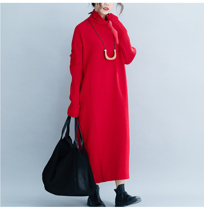 Women Loose High Neck Maxi Sweater Dresses Q26118 FantasyLinen
