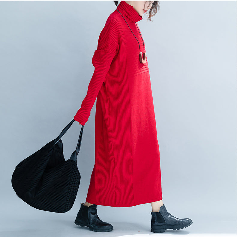 Women Loose High Neck Maxi Sweater Dresses Q26118– FantasyLinen