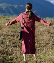 Load image into Gallery viewer, Loose Blue And Red High Neck Maxi Sweater Dresses For Women Q81007

