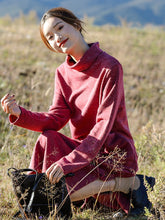 Load image into Gallery viewer, Loose Blue And Red High Neck Maxi Sweater Dresses For Women Q81007
